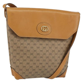 GUCCI Micro GG Supreme Shoulder Bag PVC Beige Gold Auth BA7969