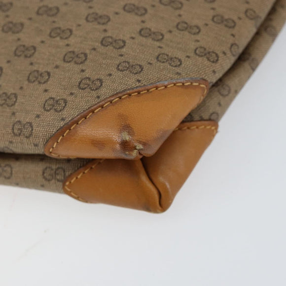 GUCCI Micro GG Supreme Shoulder Bag PVC Beige Gold Auth BA7969