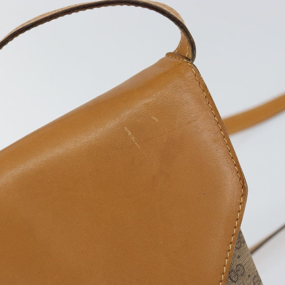 GUCCI Micro GG Supreme Shoulder Bag PVC Beige Gold Auth BA7969