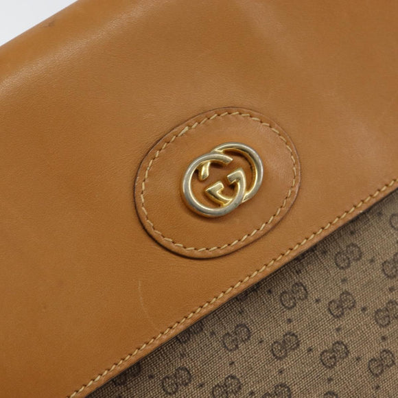 GUCCI Micro GG Supreme Shoulder Bag PVC Beige Gold Auth BA7969