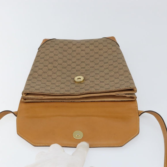 GUCCI Micro GG Supreme Shoulder Bag PVC Beige Gold Auth BA7969