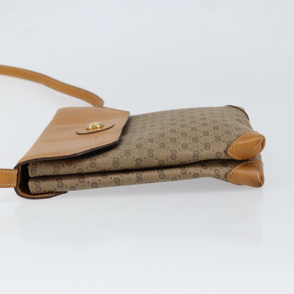 GUCCI Micro GG Supreme Shoulder Bag PVC Beige Gold Auth BA7969