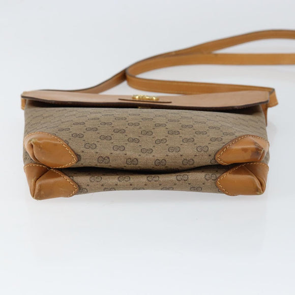 GUCCI Micro GG Supreme Shoulder Bag PVC Beige Gold Auth BA7969
