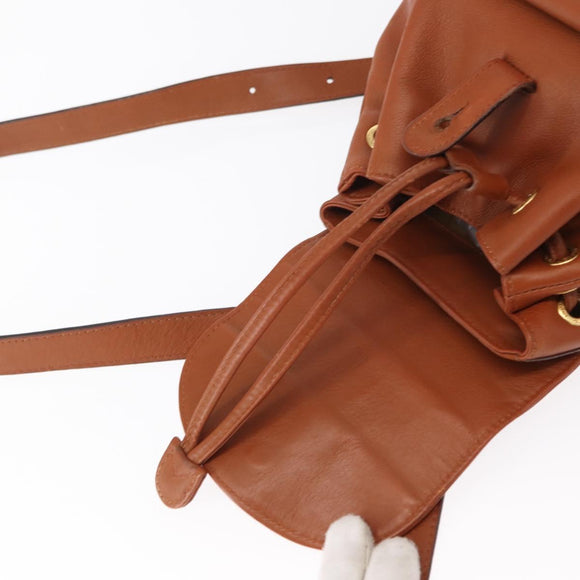 GUCCI Bamboo Backpack Leather Brown Gold 003 2058 0030 Auth BA7970