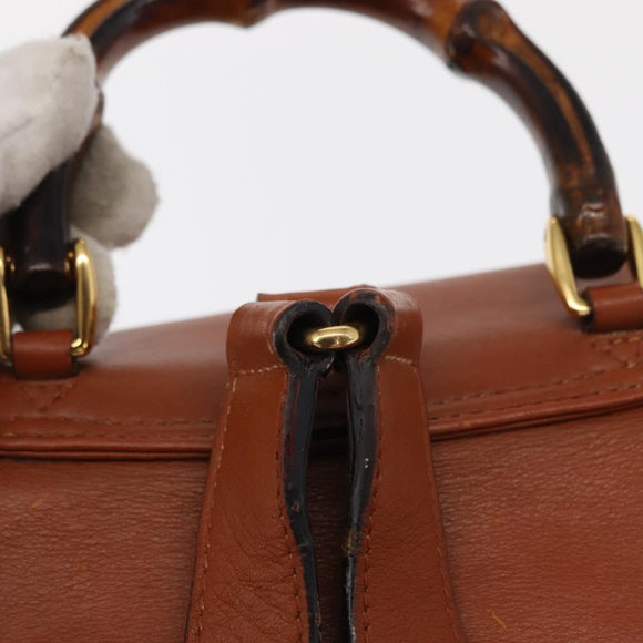 GUCCI Bamboo Backpack Leather Brown Gold 003 2058 0030 Auth BA7970