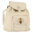 GUCCI Bamboo Backpack Leather White Gold 003 2058 0030 Auth BA7971-1