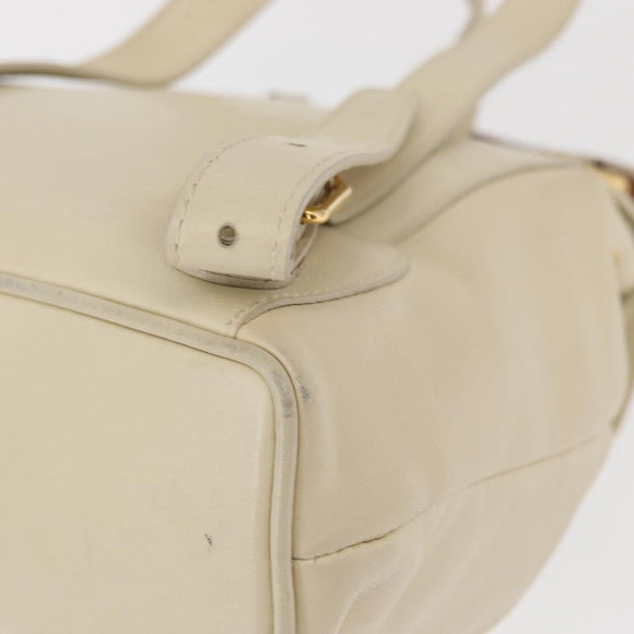 GUCCI Bamboo Backpack Leather White Gold 003 2058 0030 Auth BA7971