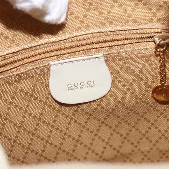 GUCCI Bamboo Backpack Leather White Gold 003 2058 0030 Auth BA7971