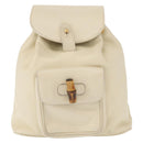 GUCCI Bamboo Backpack Leather White Gold 003 2058 0030 Auth BA7971-2