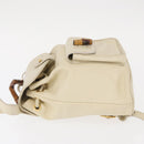 GUCCI Bamboo Backpack Leather White Gold 003 2058 0030 Auth BA7971-5
