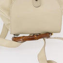 GUCCI Bamboo Backpack Leather White Gold 003 2058 0030 Auth BA7971-6