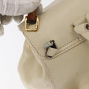 GUCCI Bamboo Backpack Leather White Gold 003 2058 0030 Auth BA7971-9