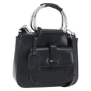 GUCCI Hand Bag Leather 2way Black Silver Auth BA7972-1