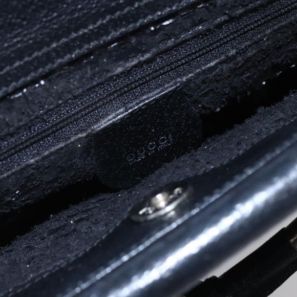 GUCCI Hand Bag Leather 2way Black Silver Auth BA7972