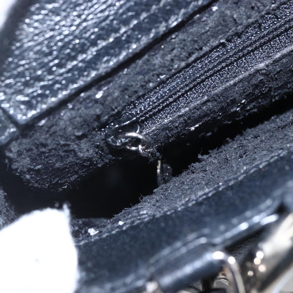 GUCCI Hand Bag Leather 2way Black Silver Auth BA7972