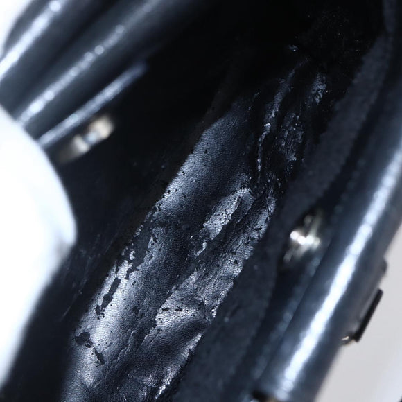 GUCCI Hand Bag Leather 2way Black Silver Auth BA7972