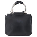 GUCCI Hand Bag Leather 2way Black Silver Auth BA7972-3