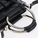 GUCCI Hand Bag Leather 2way Black Silver Auth BA7972-7