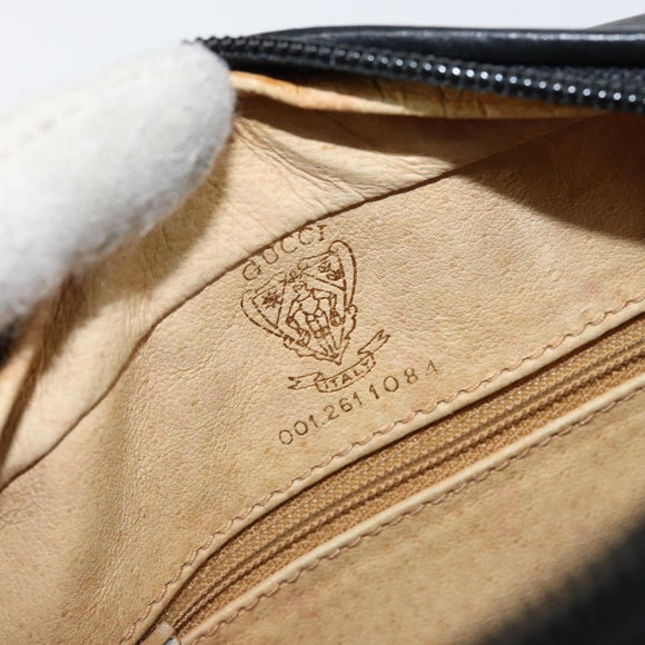 GUCCI Shoulder Bag Leather Black Gold Auth BA7973