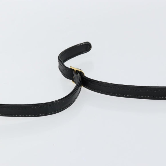 GUCCI Shoulder Bag Leather Black Gold Auth BA7973