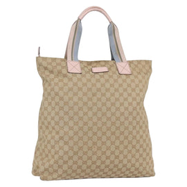 GUCCI GG Canvas Sherry Line Tote Bag Beige Gold 131233 Auth BA7975