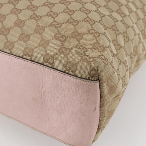 GUCCI GG Canvas Sherry Line Tote Bag Beige Gold 131233 Auth BA7975