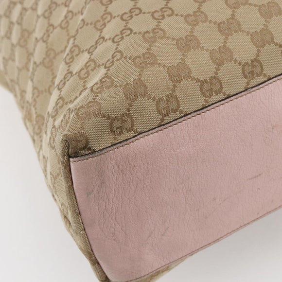 GUCCI GG Canvas Sherry Line Tote Bag Beige Gold 131233 Auth BA7975