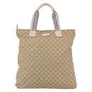 GUCCI GG Canvas Sherry Line Tote Bag Beige Gold 131233 Auth BA7975-13