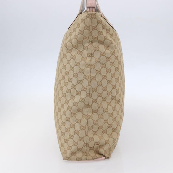 GUCCI GG Canvas Sherry Line Tote Bag Beige Gold 131233 Auth BA7975