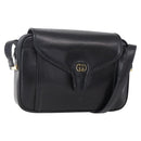 GUCCI Shoulder Bag Leather Black Gold Auth BA7977-1