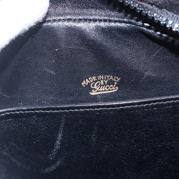 GUCCI Shoulder Bag Leather Black Gold Auth BA7977