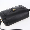 GUCCI Shoulder Bag Leather Black Gold Auth BA7977-6
