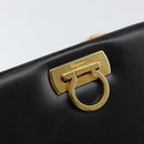 Salvatore Ferragamo Gancini Chain Shoulder Bag Leather Black Gold Auth BA7978-10
