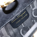 Salvatore Ferragamo Gancini Chain Shoulder Bag Leather Black Gold Auth BA7978-12