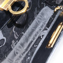 Salvatore Ferragamo Gancini Chain Shoulder Bag Leather Black Gold Auth BA7978-11