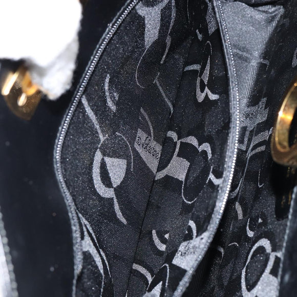 Salvatore Ferragamo Gancini Chain Shoulder Bag Leather Black Gold Auth BA7978