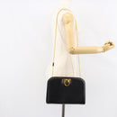 Salvatore Ferragamo Gancini Chain Shoulder Bag Leather Black Gold Auth BA7978-21