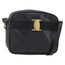 Salvatore Ferragamo Vala Shoulder Bag Leather Black Gold Auth BA7980-1