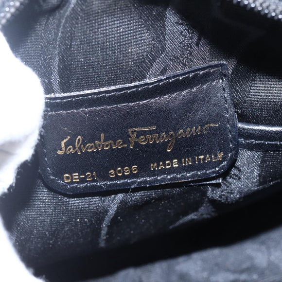 Salvatore Ferragamo Vala Shoulder Bag Leather Black Gold Auth BA7980