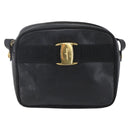 Salvatore Ferragamo Vala Shoulder Bag Leather Black Gold Auth BA7980-13