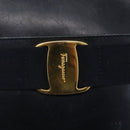 Salvatore Ferragamo Vala Shoulder Bag Leather Navy Gold Auth BA7981-17