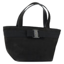 Salvatore Ferragamo Vala Hand Bag Suede Black Gold Auth BA7982-1