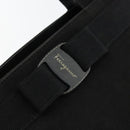 Salvatore Ferragamo Vala Hand Bag Suede Black Gold Auth BA7982-17