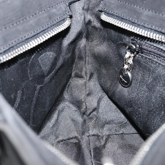 Salvatore Ferragamo Vala Hand Bag Suede Black Gold Auth BA7982