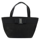 Salvatore Ferragamo Vala Hand Bag Suede Black Gold Auth BA7982-13