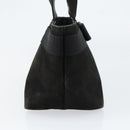 Salvatore Ferragamo Vala Hand Bag Suede Black Gold Auth BA7982-3