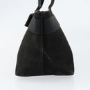 Salvatore Ferragamo Vala Hand Bag Suede Black Gold Auth BA7982-4