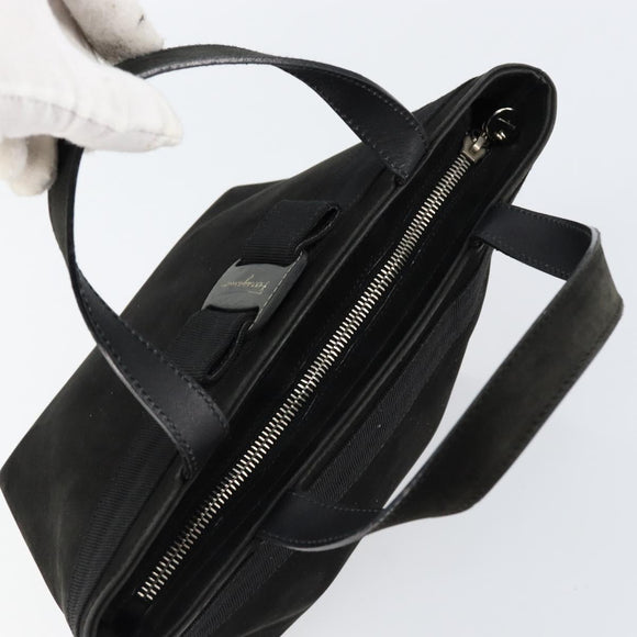 Salvatore Ferragamo Vala Hand Bag Suede Black Gold Auth BA7982