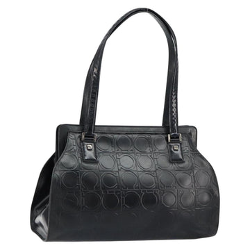 Salvatore Ferragamo Gancini Tote Bag Leather Black Silver Auth BA7983
