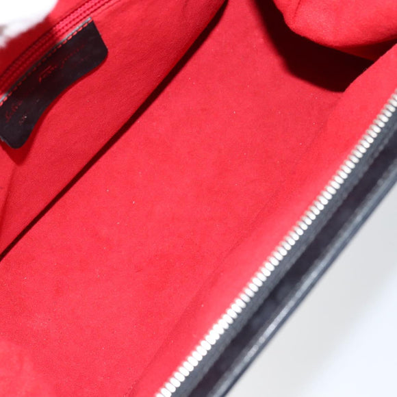 Salvatore Ferragamo Gancini Tote Bag Leather Black Silver Auth BA7983